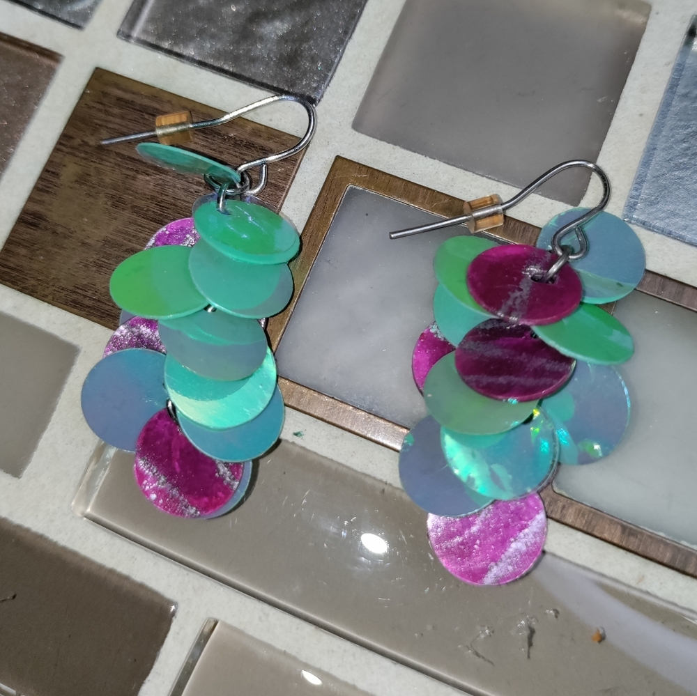 Vintage Green & Pink earrings